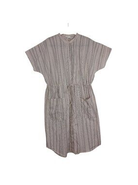 COS Striped Drawstring Waist Button-Up Dress With Pockets Small Oversize